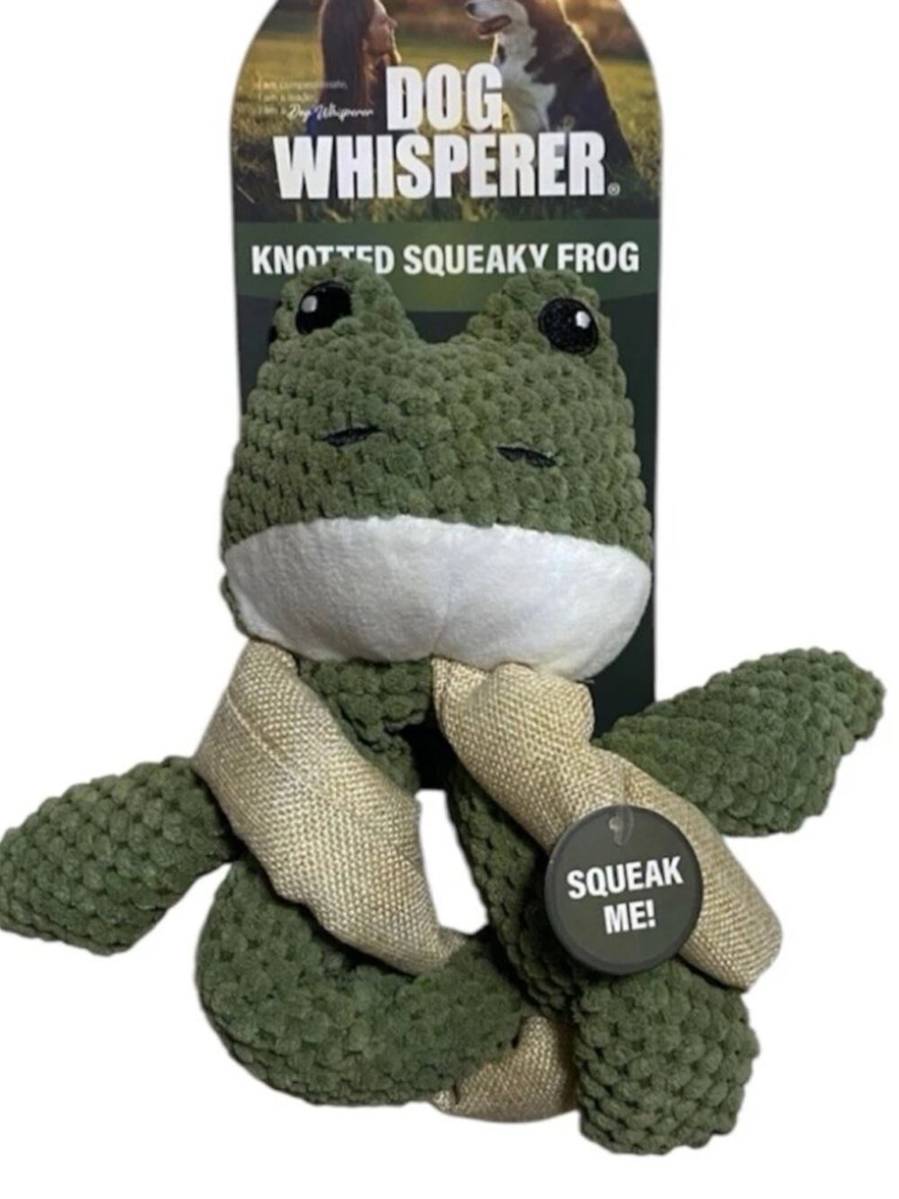 Share Dog Whisperer Knotted Squeaky Frog 9” Dog Toy